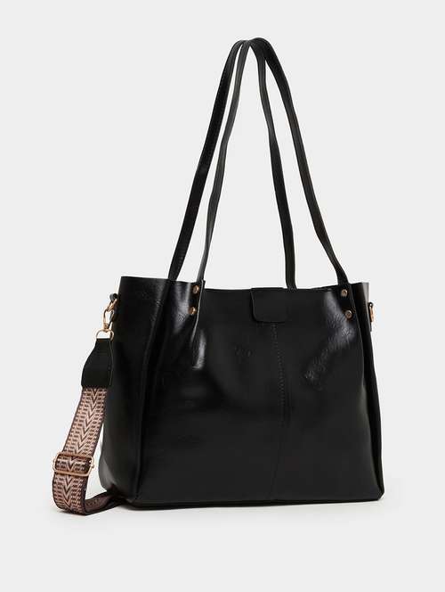 black solid strap pu shoulder bag - 21971445 - Very Small Image - 1