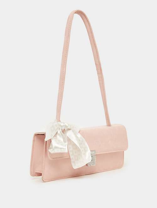 pink handbag with scarf party bag - 21971479 - Very Small Image - 1