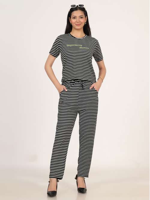 women striped t-shirt and trouser co-ord set - 21975215 - Very Small Image - 1
