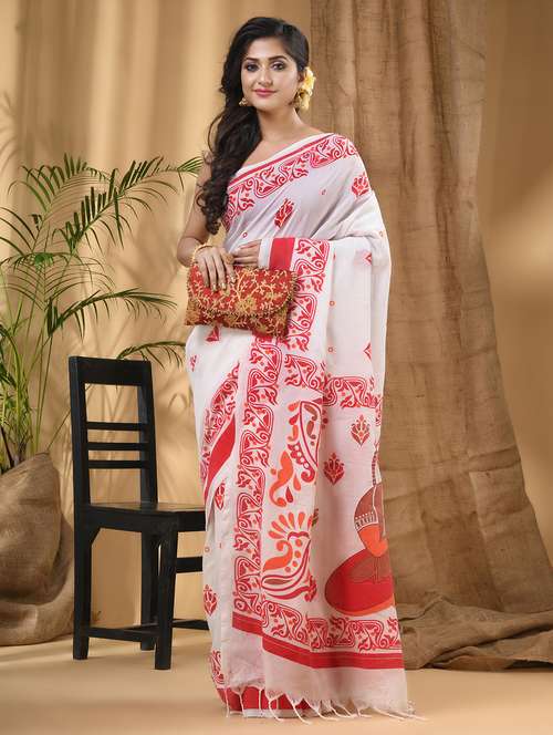 women printed handlom saree with blouse - 21977334 - Very Small Image - 1