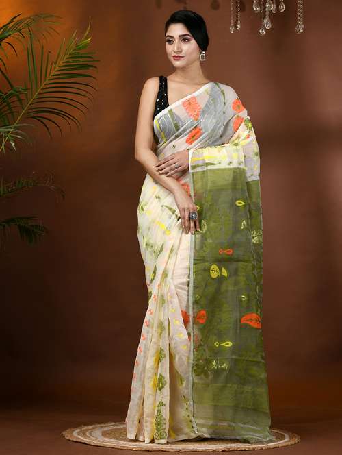 Women Self Design Jamdani Saree - 21977484 - Very Small Image - 1