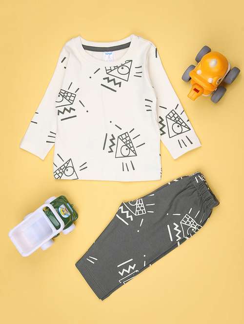 kids printed t-shirt and pajama co-ord set - 21982497 - Very Small Image - 1