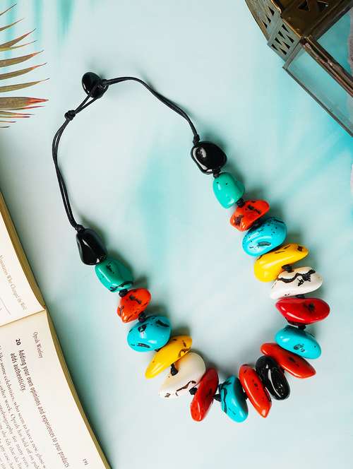 ethnic tribal handmade resin beaded fashion necklace - 21982840 - Very Small Image - 1