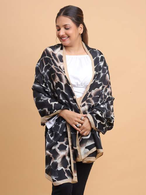 women abstract print viscose scarf   - 21986812 - Very Small Image - 1