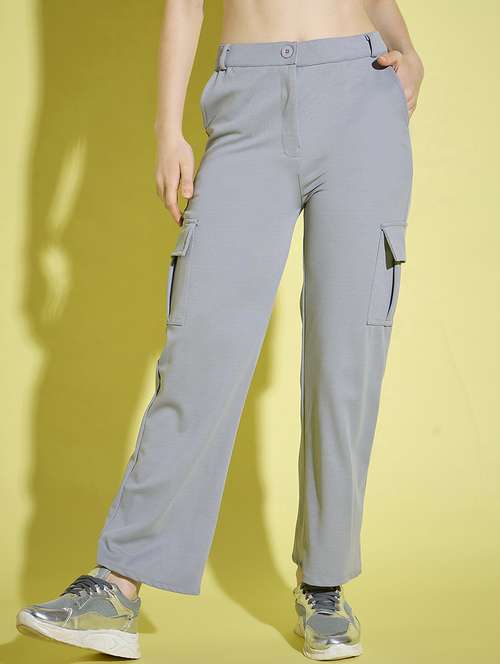 women grey solid high rise cargo - 21995801 - Very Small Image - 1