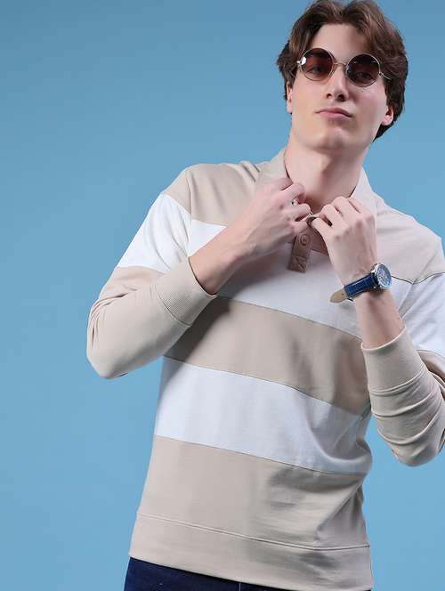 men color block long sleeve slim fit t-shirt  - 21997627 - Very Small Image - 1