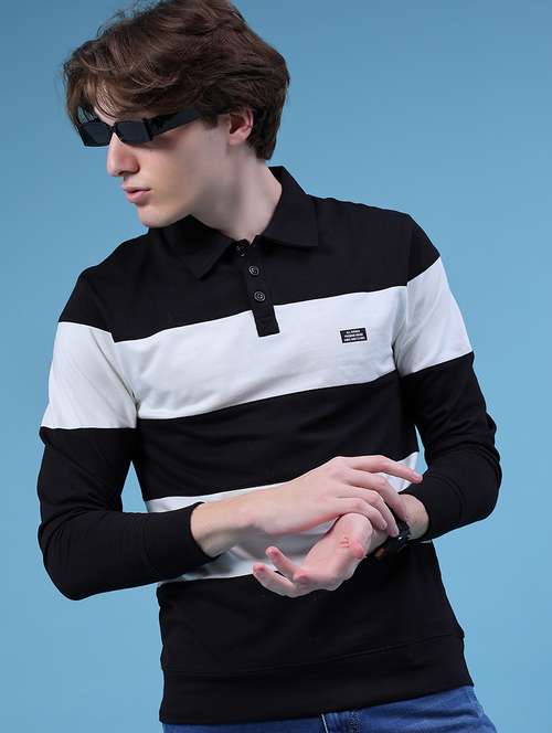men color block long sleeve slim fit t-shirt  - 21997630 - Very Small Image - 1