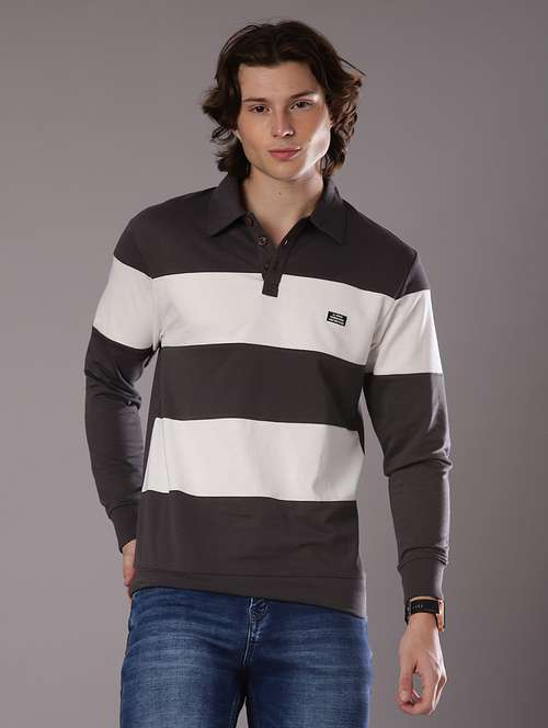 men color block long sleeve slim fit t-shirt  - 21997631 - Very Small Image - 1