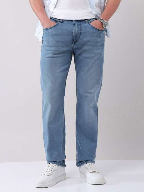men washed mid rise straight fit jeans - 21998415 - Very Small Image - 1