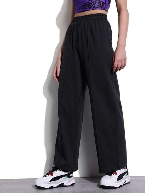 women black solid high rise straight trouser - 22004409 - Very Small Image - 1