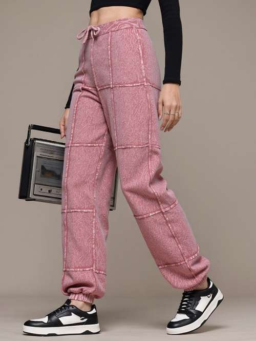 women solid high rise relaxed fitjogger - 22004422 - Very Small Image - 1