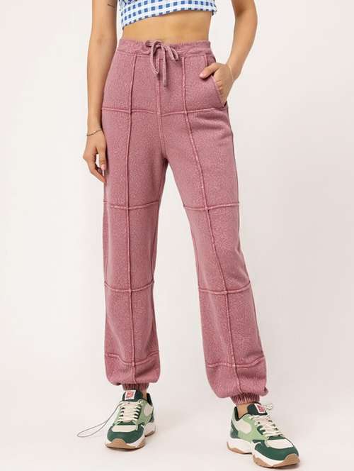 women solid high rise relaxed fit jogger - 22004425 - Very Small Image - 1