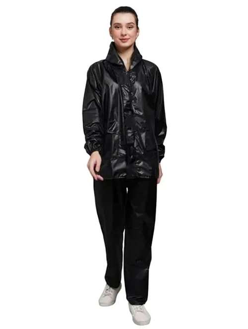 women black solid hooded rain suit - 22004441 - Very Small Image - 1