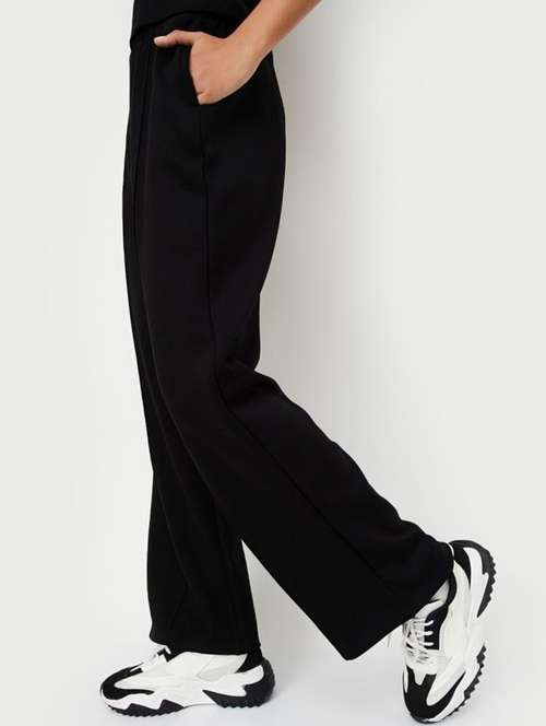 women black solid mid rise straight trouser - 22004537 - Very Small Image - 1