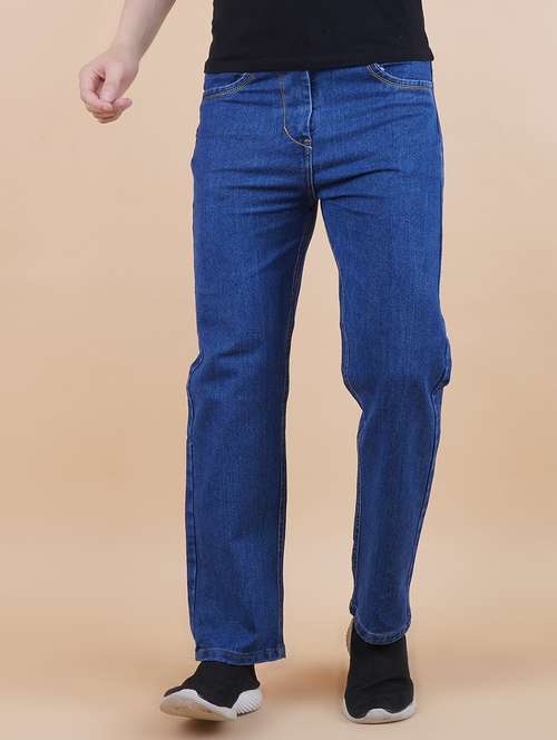men blue plain mid rise straight fit jeans - 22012482 - Very Small Image - 1