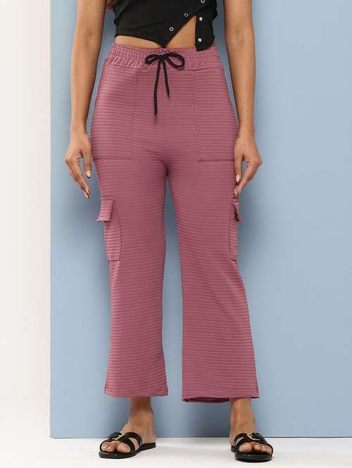 women solid mid rise relaxed fit cargo - 22012670 - Very Small Image - 1