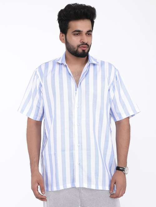 men striped short sleeve oversized casual shirt - 22013178 - Very Small Image - 1