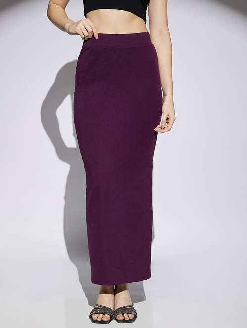 women solid high rise bodycon skirt - 22013369 - Very Small Image - 1