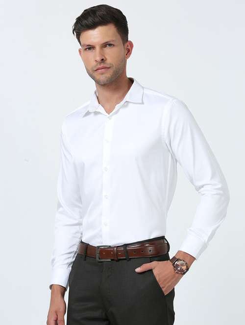 men solid collared long sleeve formal shirt - 22016982 - Very Small Image - 1
