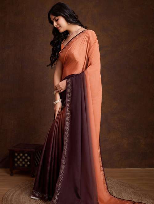women ombre embellished saree with blouse - 22017463 - Very Small Image - 1