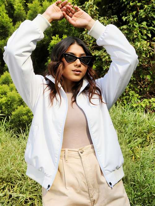 women solid long sleeve windcheater jacket - 22026204 - Very Small Image - 1