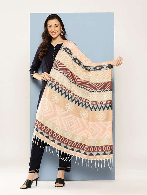 women self design reversible shawl - 22033715 - Very Small Image - 1