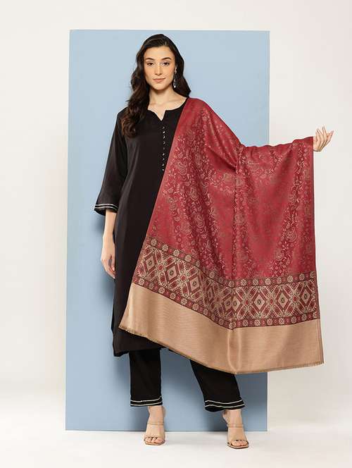 women self design reversible shawl - 22033734 - Very Small Image - 1
