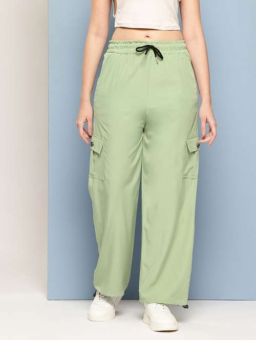 women solid mid rise relaxed fit cargo - 22033751 - Very Small Image - 1