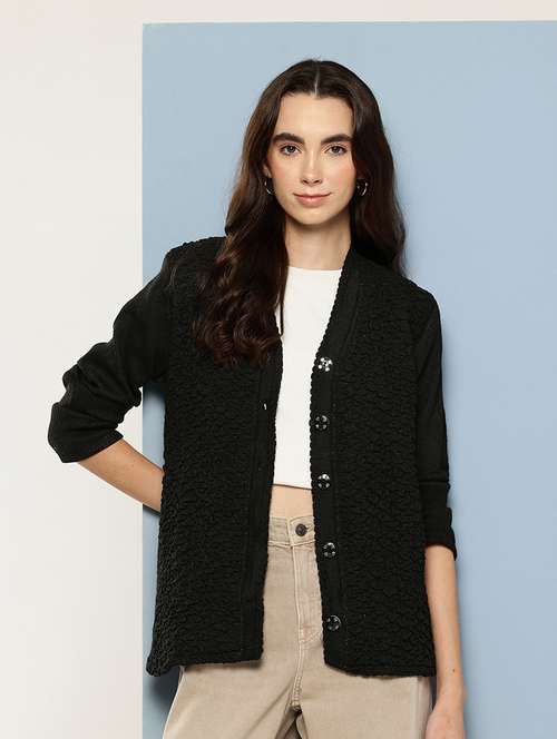 women self design long sleeve cardigan - 22033785 - Very Small Image - 1