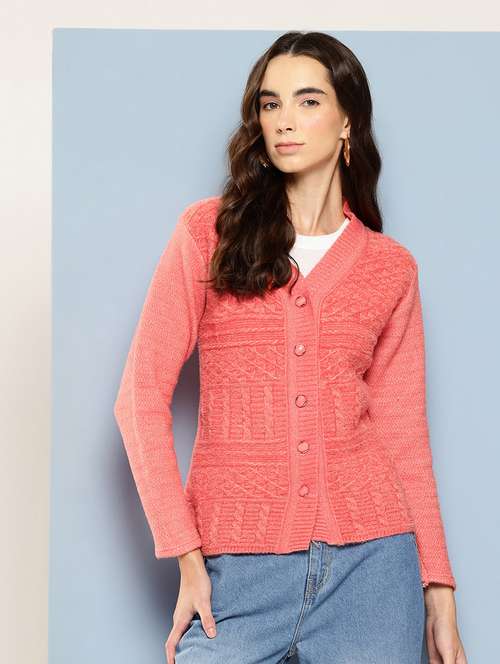 women self design long sleeve cardigan - 22033791 - Very Small Image - 1