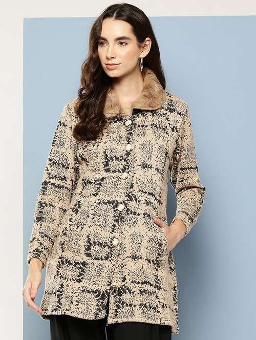 women self design long sleeve cardigan - 22033830 - Very Small Image - 1