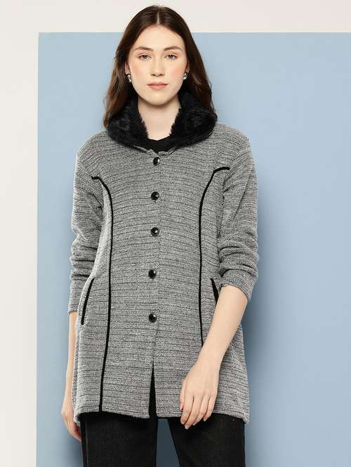 women solid long sleeve cardigan - 22033839 - Very Small Image - 1