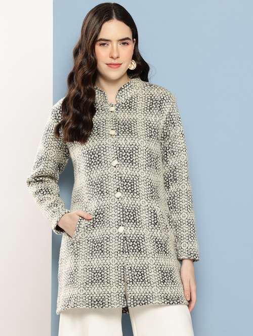 women self design long sleeve cardigan - 22033859 - Very Small Image - 1