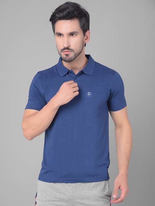 navy blue cotton plain tshirt - 22033901 - Very Small Image - 1