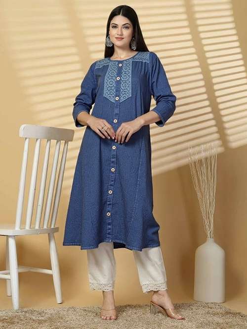women solid mandarin neck straight kurta - 22035227 - Very Small Image - 1