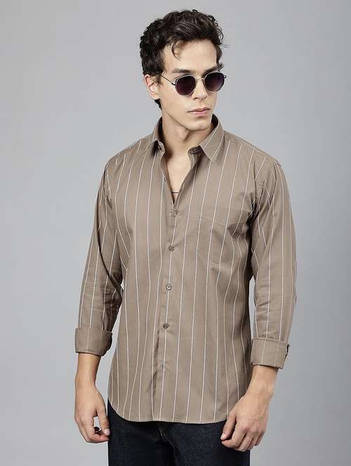 Men Striped Collared Long Sleeve Shirt - 22039027 - Very Small Image - 1
