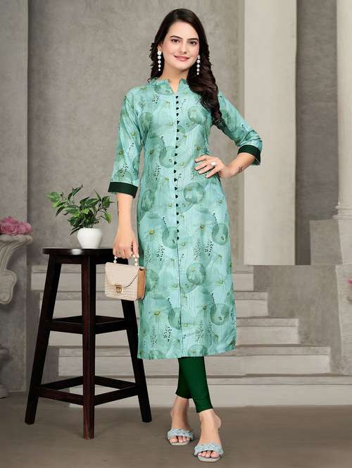 women floral three quarter sleeve straight kurta  - 22041977 - Very Small Image - 1