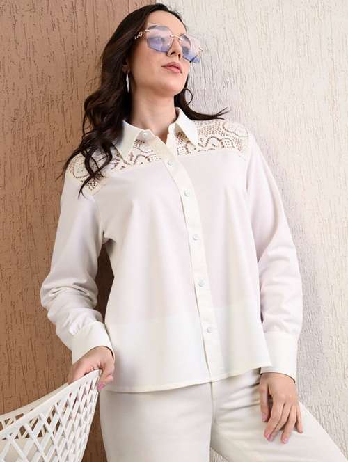 women solid collared long sleeve shirt - 22055131 - Very Small Image - 1