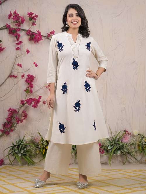 off white cotton blend suit  set - 22058526 - Very Small Image - 1