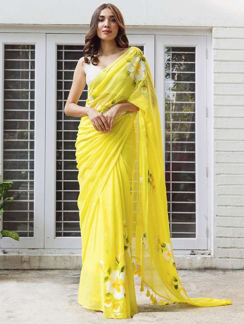 women floral printed saree with blouse - 22066305 - Very Small Image - 1