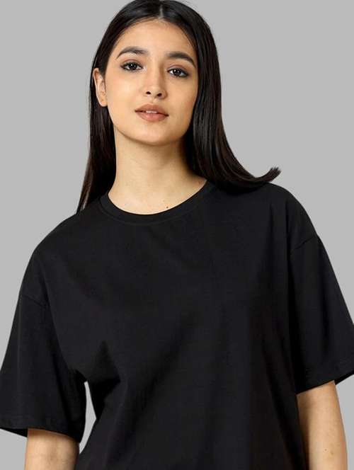 women solid short sleeve oversized t-shirt - 22072752 - Very Small Image - 1