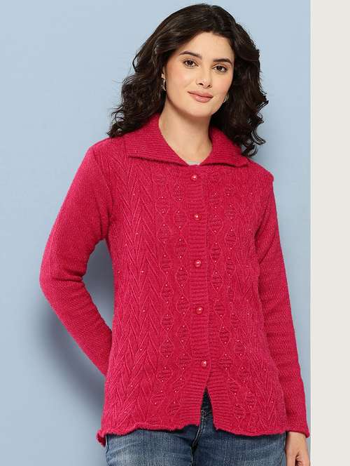 pink wool blend cardigan - 22074068 - Very Small Image - 1