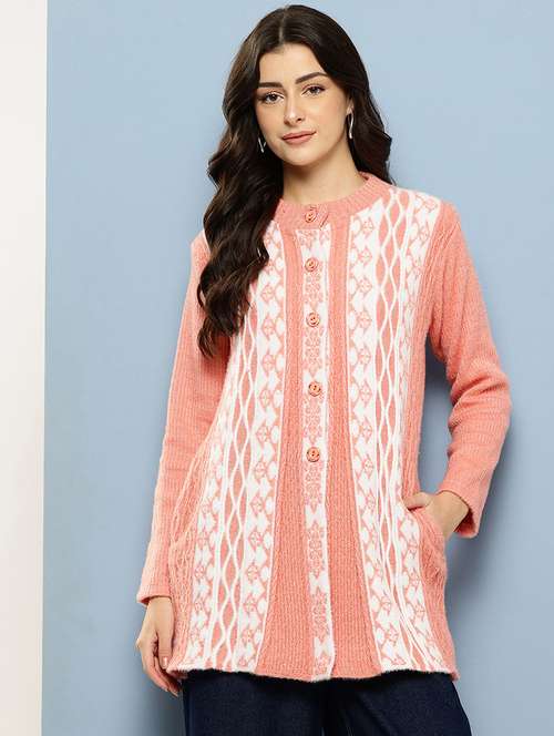 peach wool blend cardigan - 22074072 - Very Small Image - 1