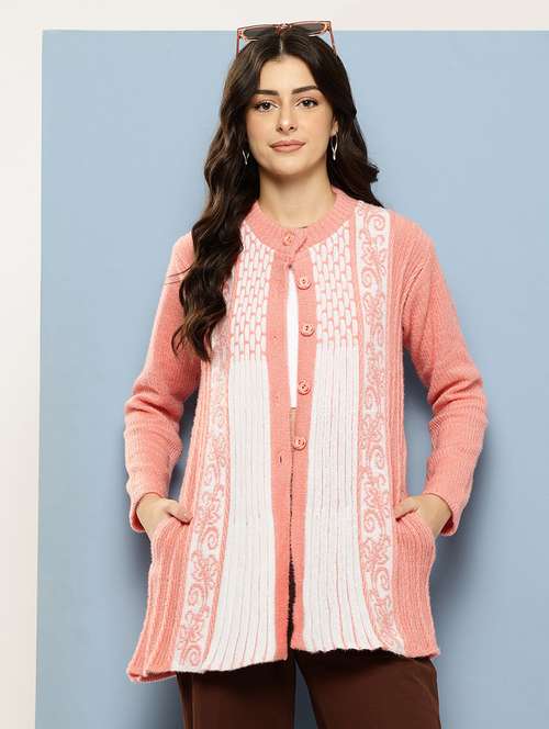 peach wool blend cardigan - 22074076 - Very Small Image - 1