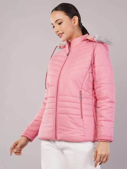 women solid long sleeve hooded quilted jacket - 22080934 - Very Small Image - 1
