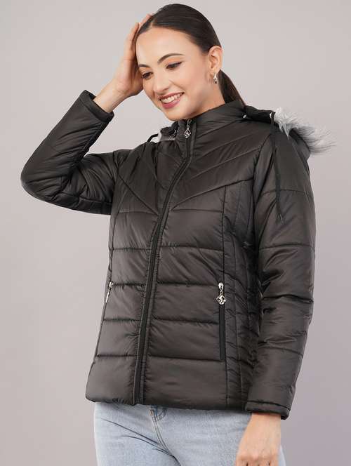 women solid long sleeve hooded quilted jacket - 22080937 - Very Small Image - 1