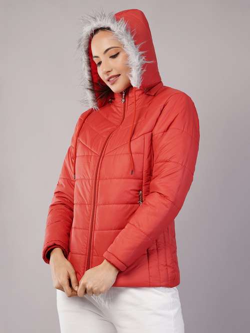 women solid long sleeve hooded quilted jacket - 22080941 - Very Small Image - 1