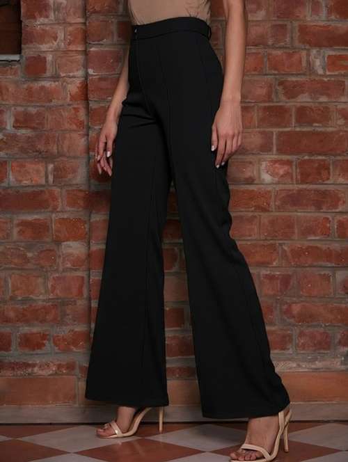 women solid high rise bootcut trouser - 22081054 - Very Small Image - 1