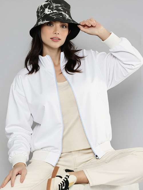 women white solid long sleeve bomber jacket - 22084553 - Very Small Image - 1