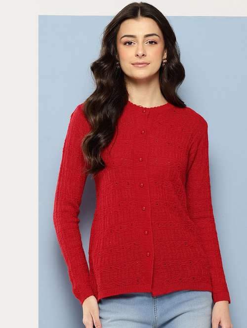 women self designed long sleeve cardigan - 22086518 - Very Small Image - 1